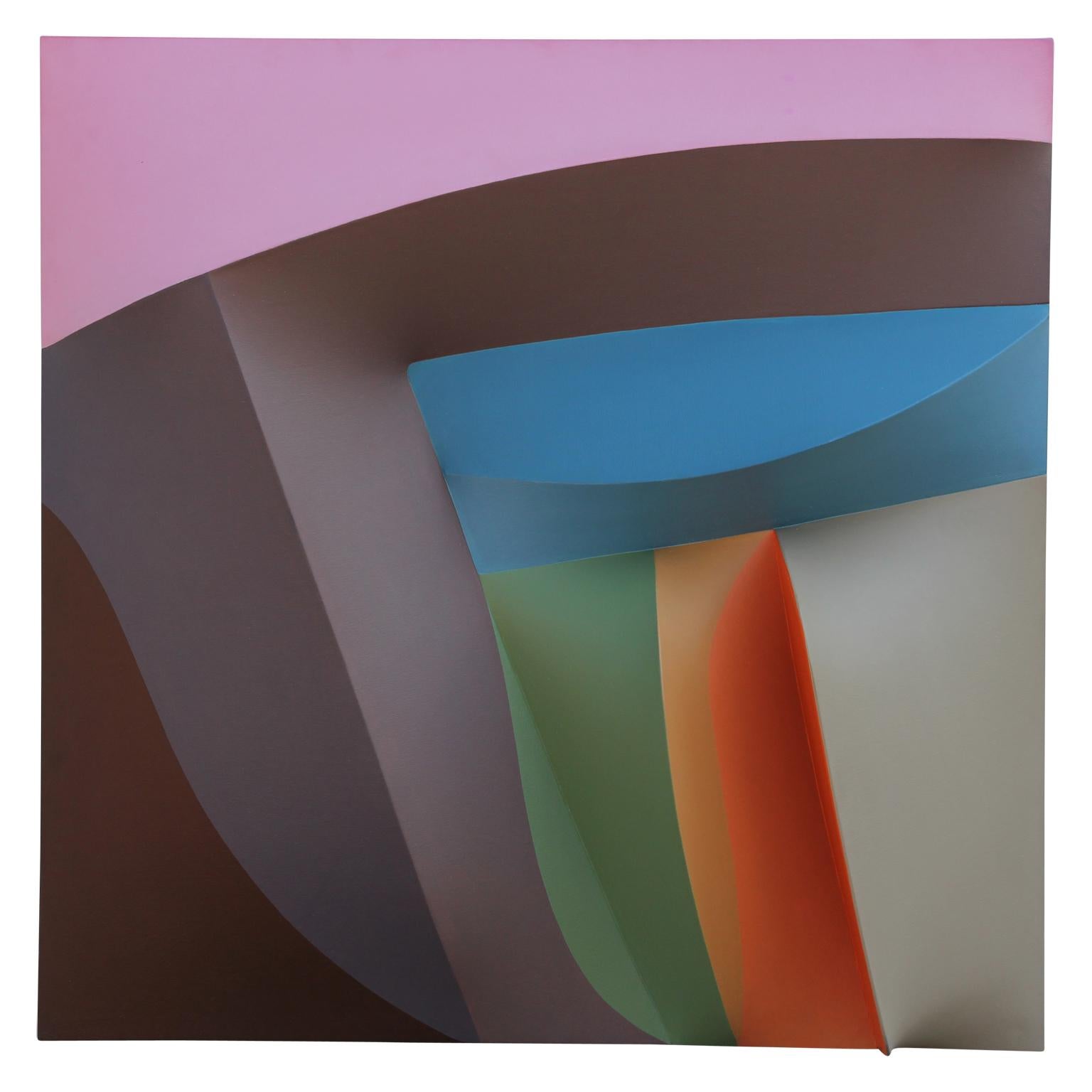 Gary Jurysta Abstract Sculpture - "Topography" Colorful Dimensional Painted Structure
