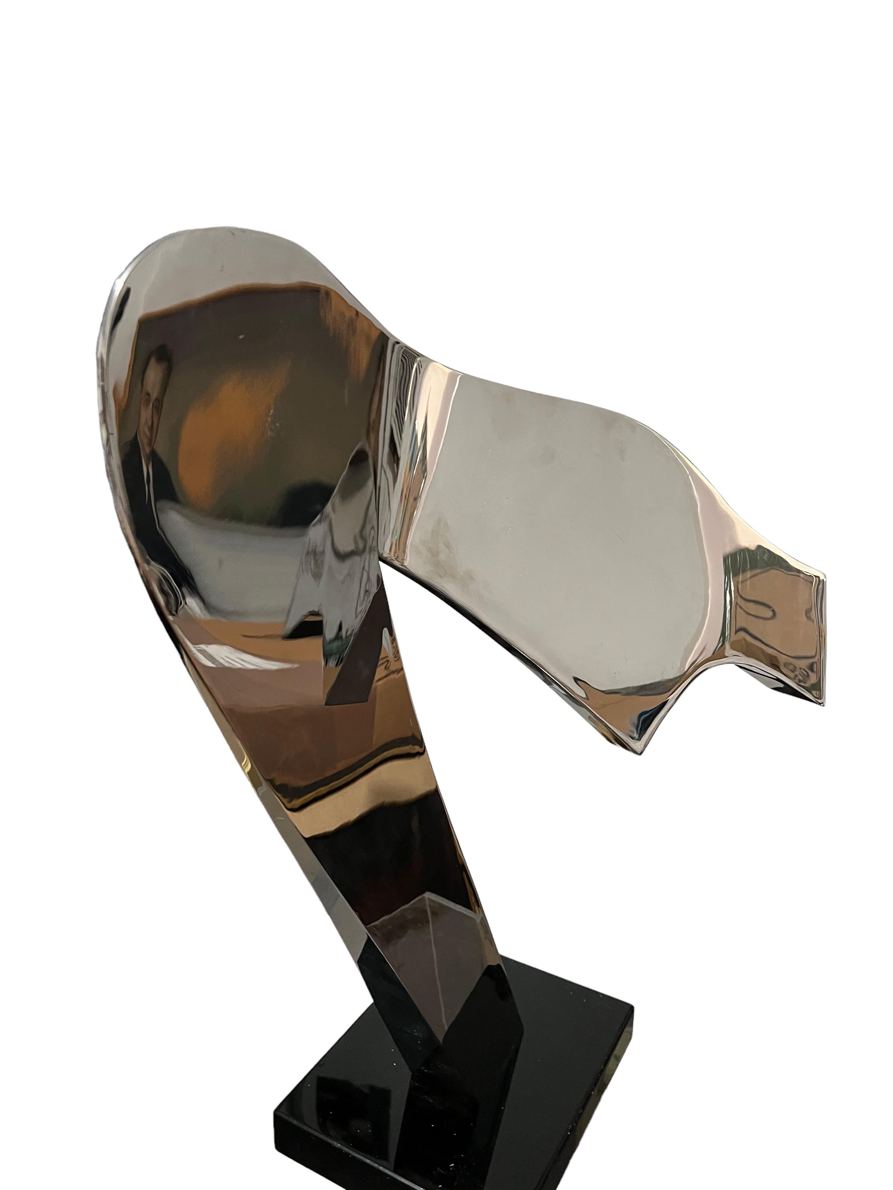 Sculpture moderniste abstraite réfléchissante en acier inoxydable soudé de Gary Kahle en vente 14