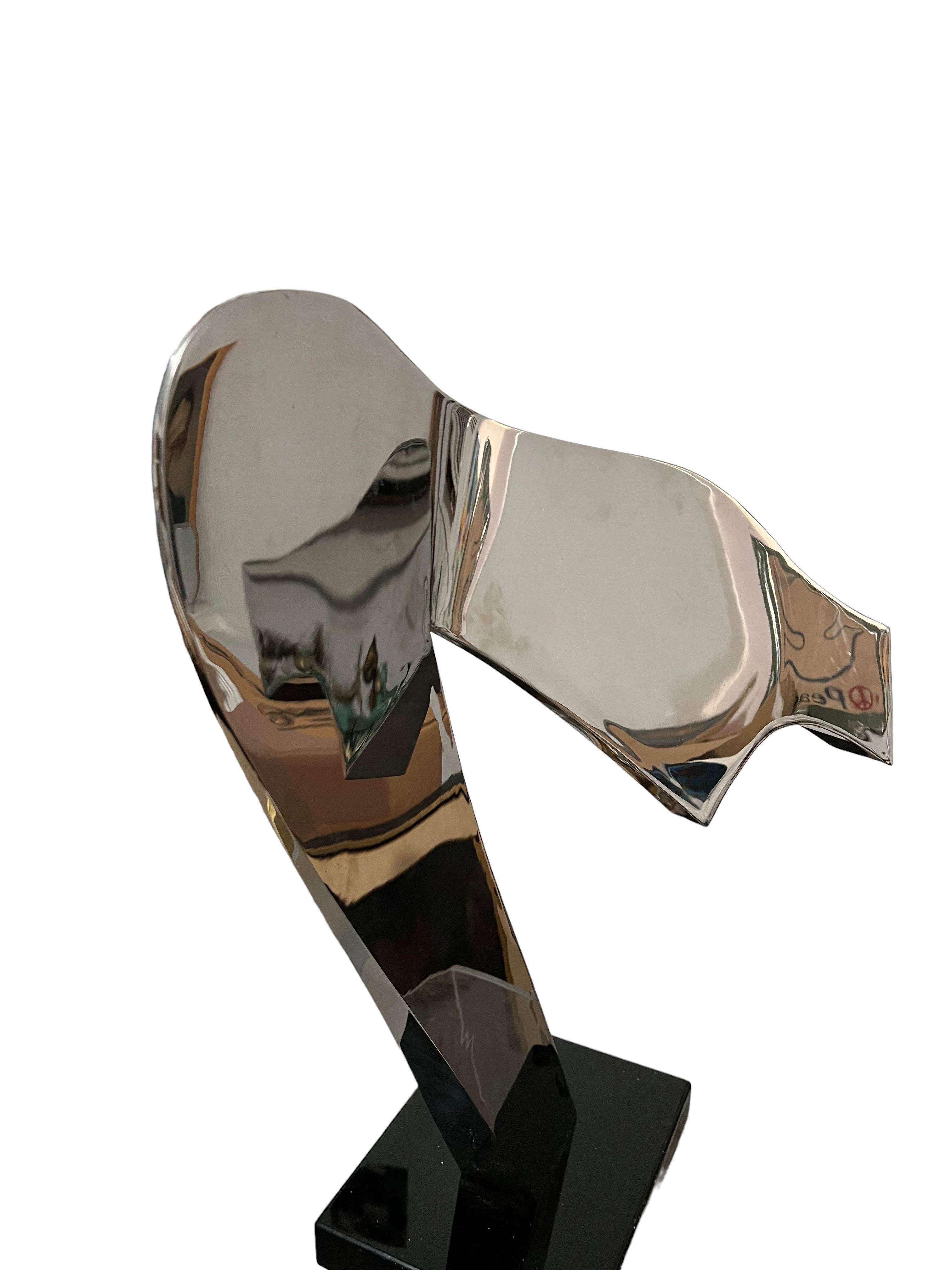 Sculpture moderniste abstraite réfléchissante en acier inoxydable soudé de Gary Kahle en vente 18