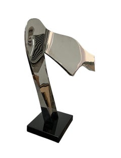 Sculpture moderniste abstraite réfléchissante en acier inoxydable soudé de Gary Kahle