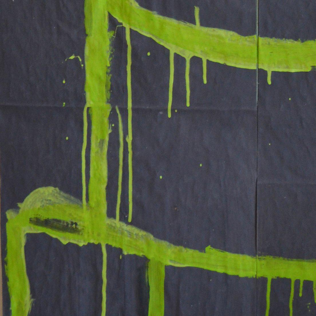 Mixed media painting of cake, Gary Komarin, Cake 5 (Lime on Charcoal ) 2