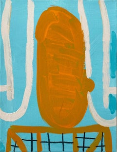 Pintura en técnica mixta de Gary Komarin 'La peluca francesa (azul)'