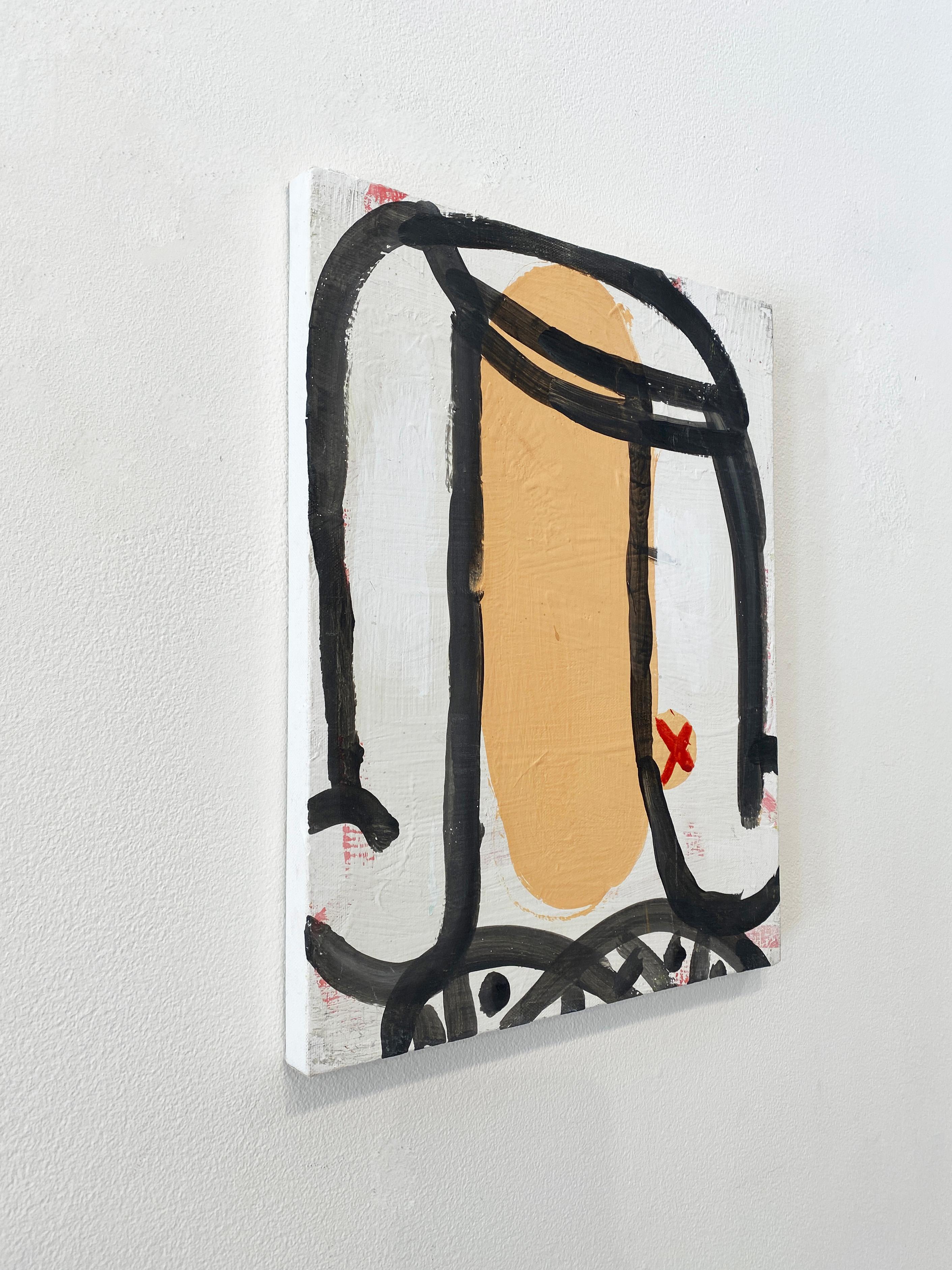 Pintura en técnica mixta de Gary Komarin 'La peluca francesa (blanca)' en venta 3