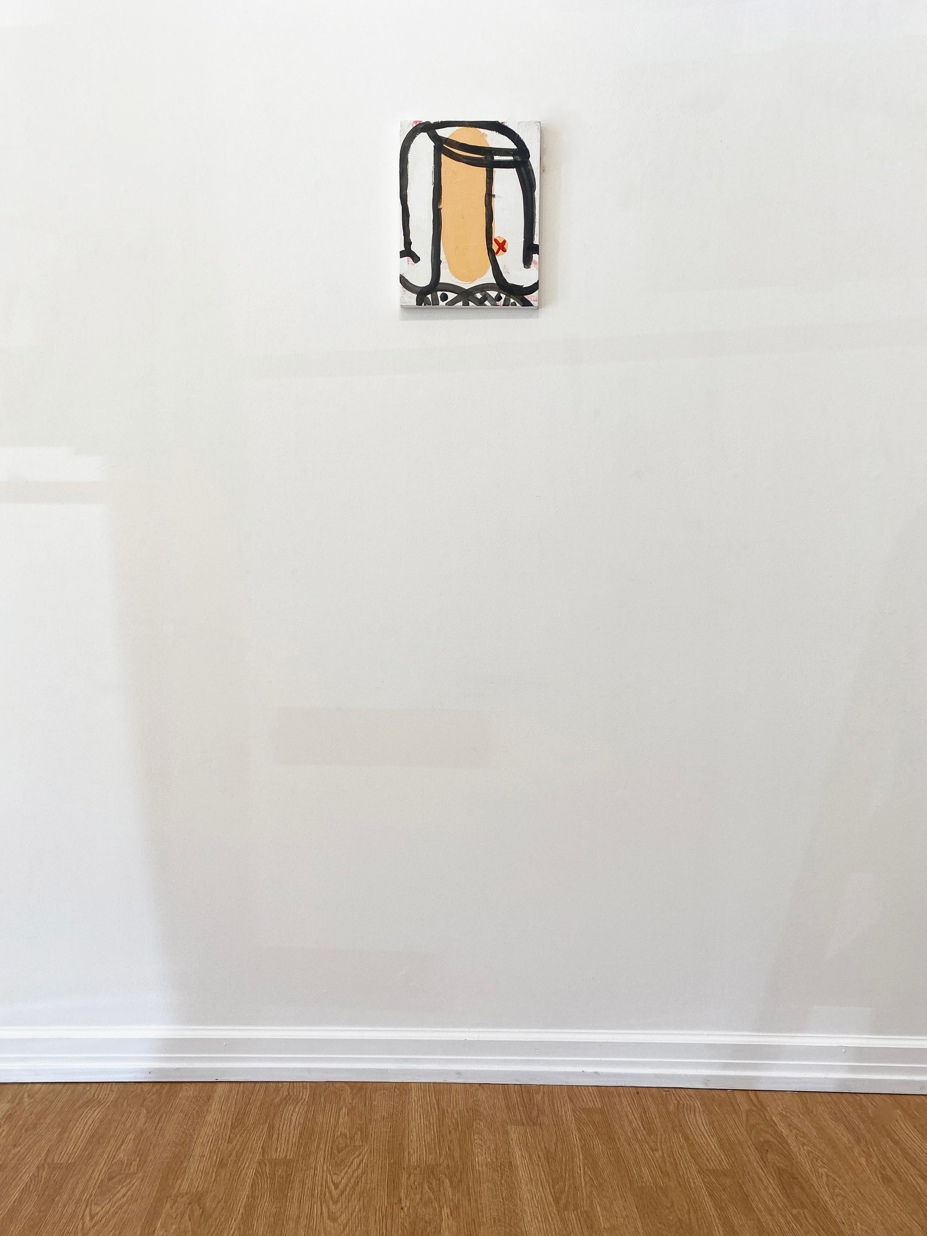 Pintura en técnica mixta de Gary Komarin 'La peluca francesa (blanca)' en venta 4