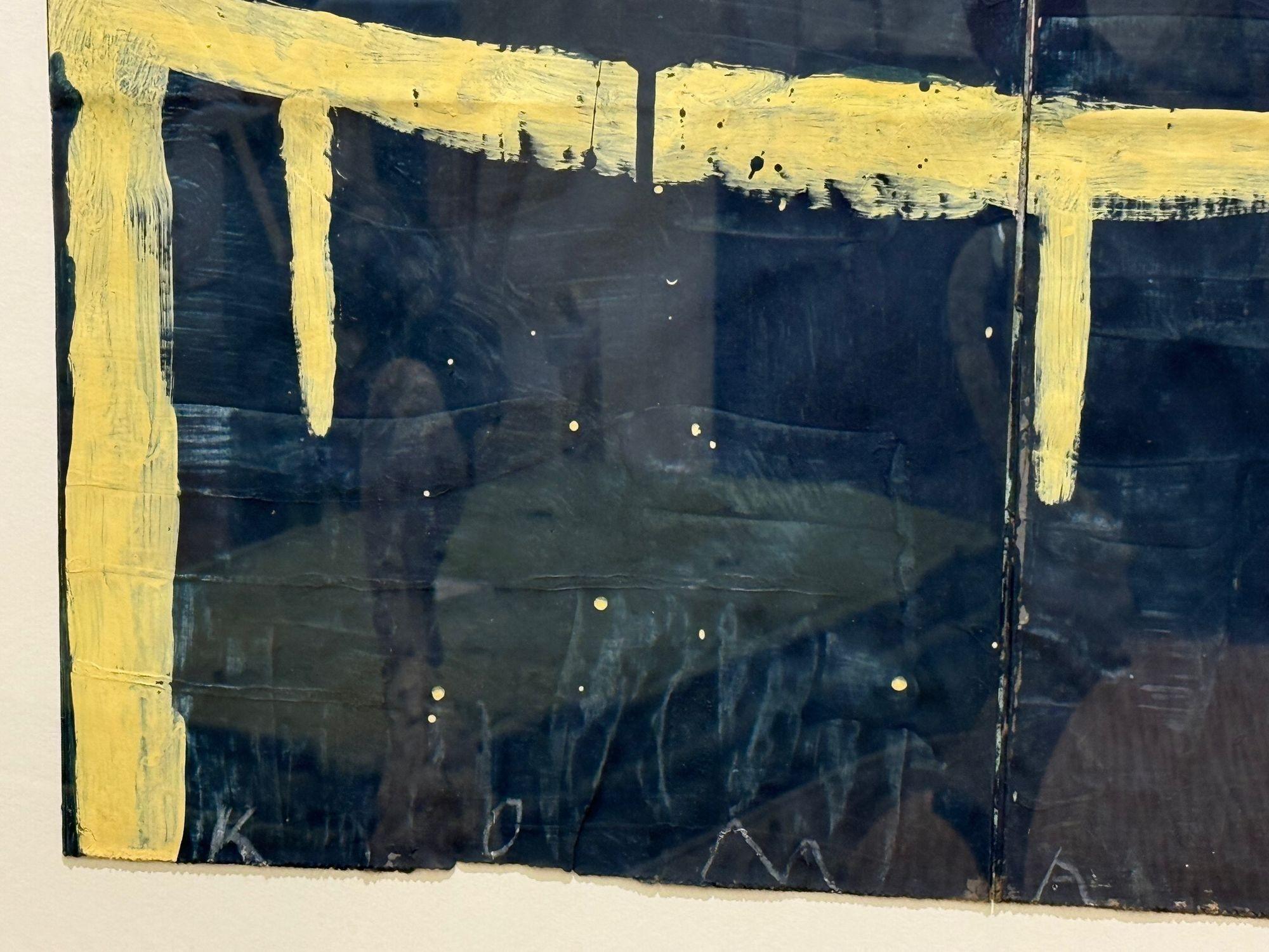 Gary Komarin, Blue and Yellow Contemporary 'Cake' Painting, American, 21st C. 2