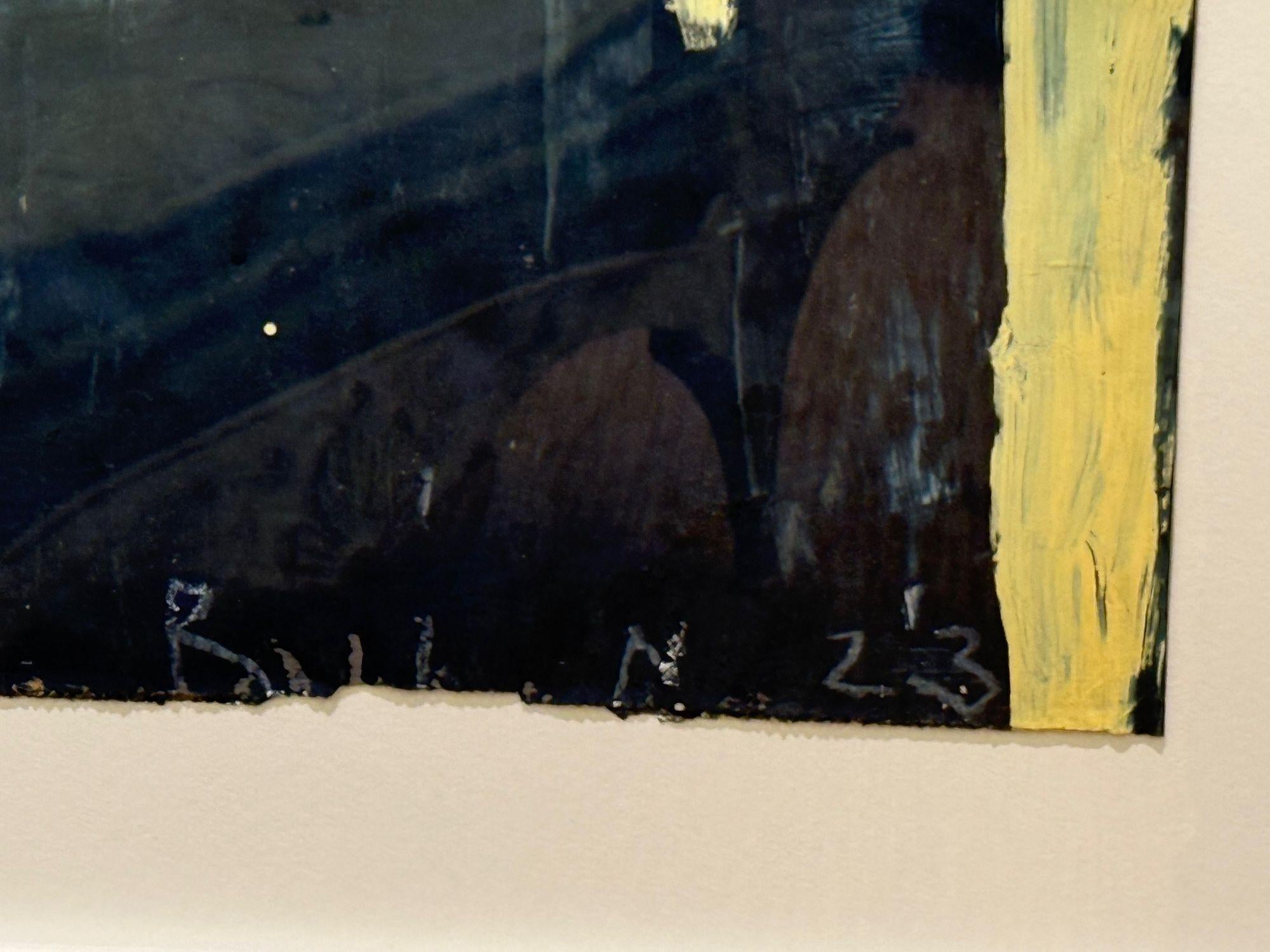 Gary Komarin, Blue and Yellow Contemporary 'Cake' Painting, American, 21st C. 3