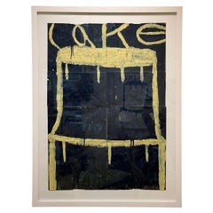 Gary Komarin, Blue and Yellow Contemporary 'Cake' Painting, American, 21st C.