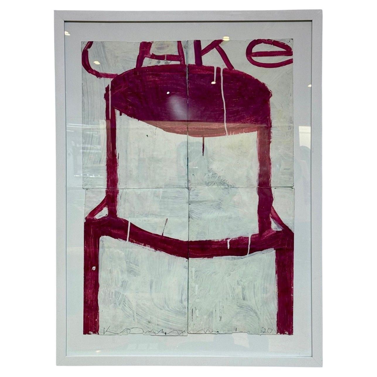 Gary Komarin, Pintura contemporánea "Pastel" burdeos, estadounidense, s. XXI
