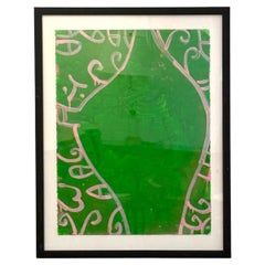 Gary Komarin, Pittura contemporanea, verde e rosa, A.I.C., 21° secolo.