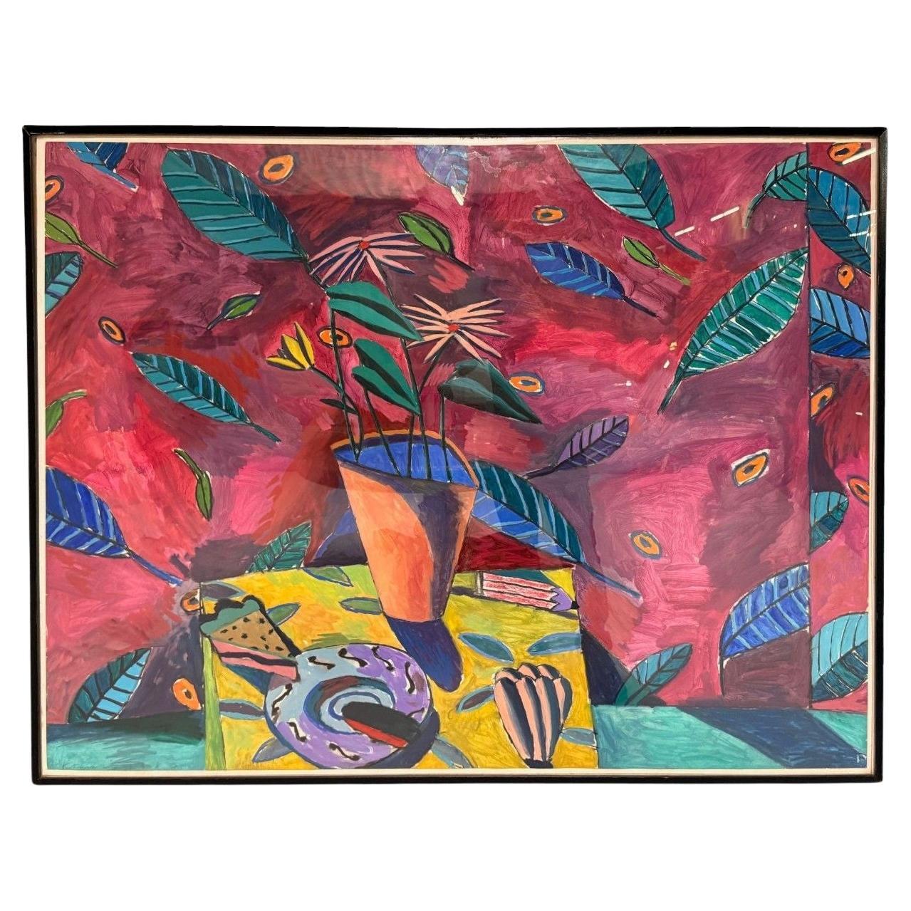 Gary Komarin, Zeitgenössisch, Öl auf Papier, großes abstraktes Gemälde, USA, 1987 im Angebot
