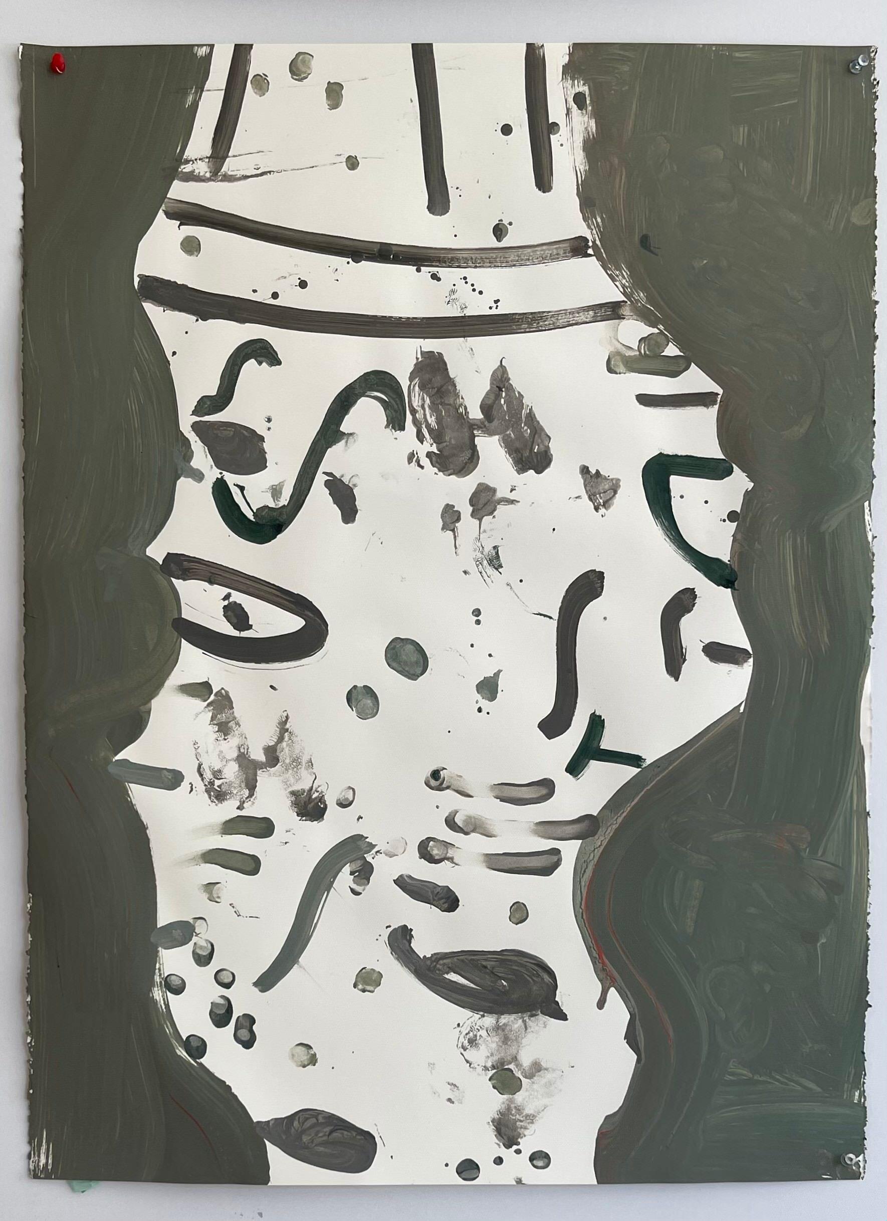 Blanco sobre carbón (De Quince vasijas en Kit Mandor) - Mixed Media Art de Gary Komarin