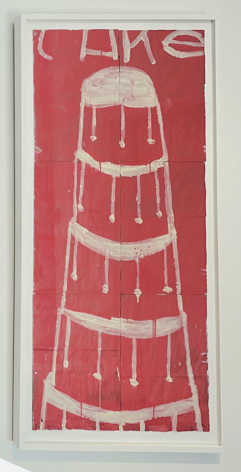 Torte impilate, Whiting su rosa scuro - Painting di Gary Komarin