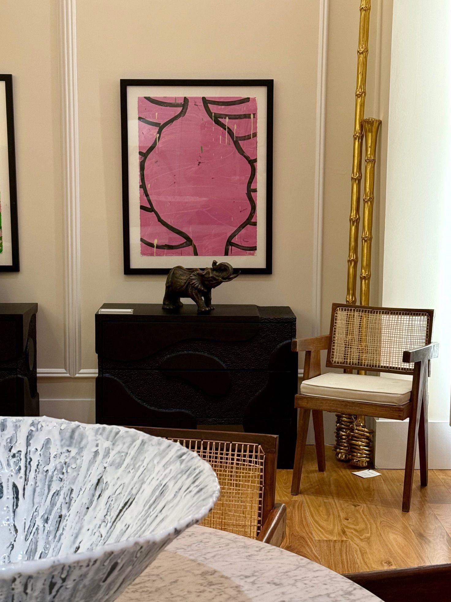 Gary Komarin, Pink and Black Contemporary 'Vessel' Painting, American, 21st C. In New Condition For Sale In Manhasset, NY