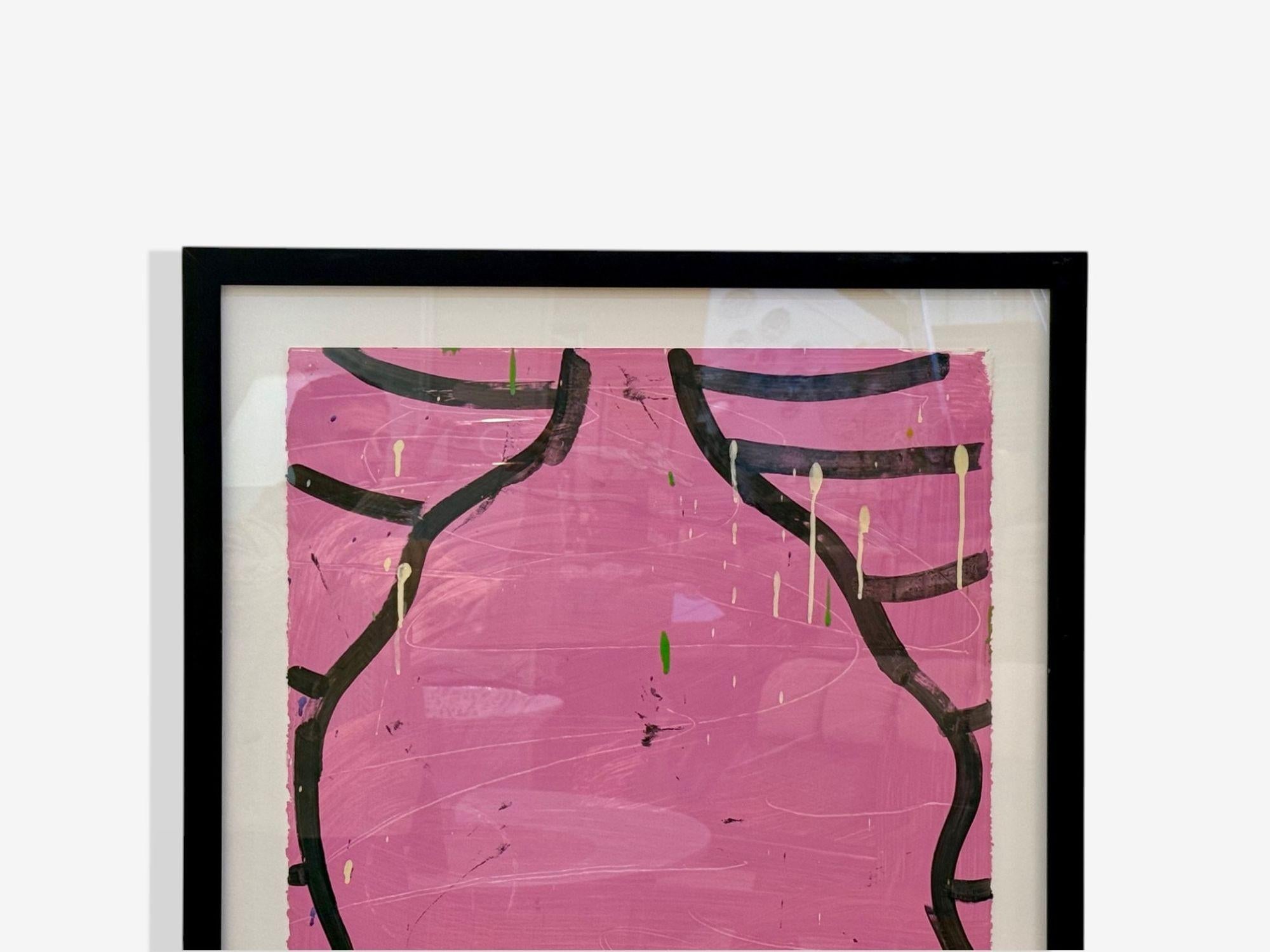 Gary Komarin, Pink and Black Contemporary 'Vessel' Painting, American, 21st C. For Sale 1
