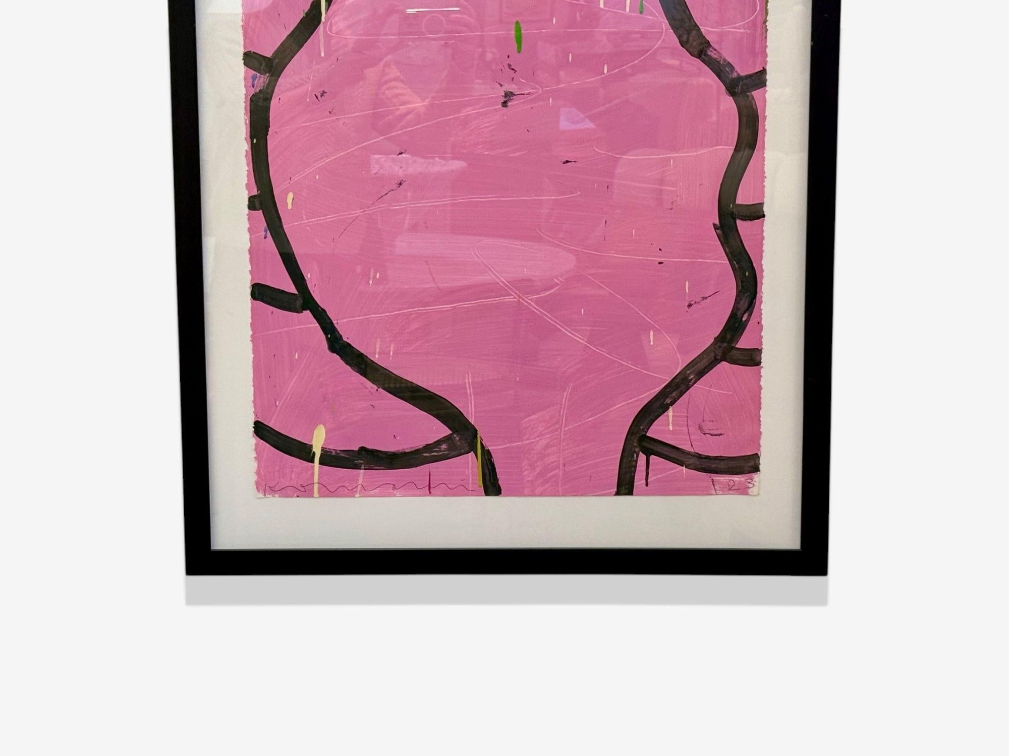 Gary Komarin, Pink and Black Contemporary 'Vessel' Painting, American, 21st C. For Sale 2