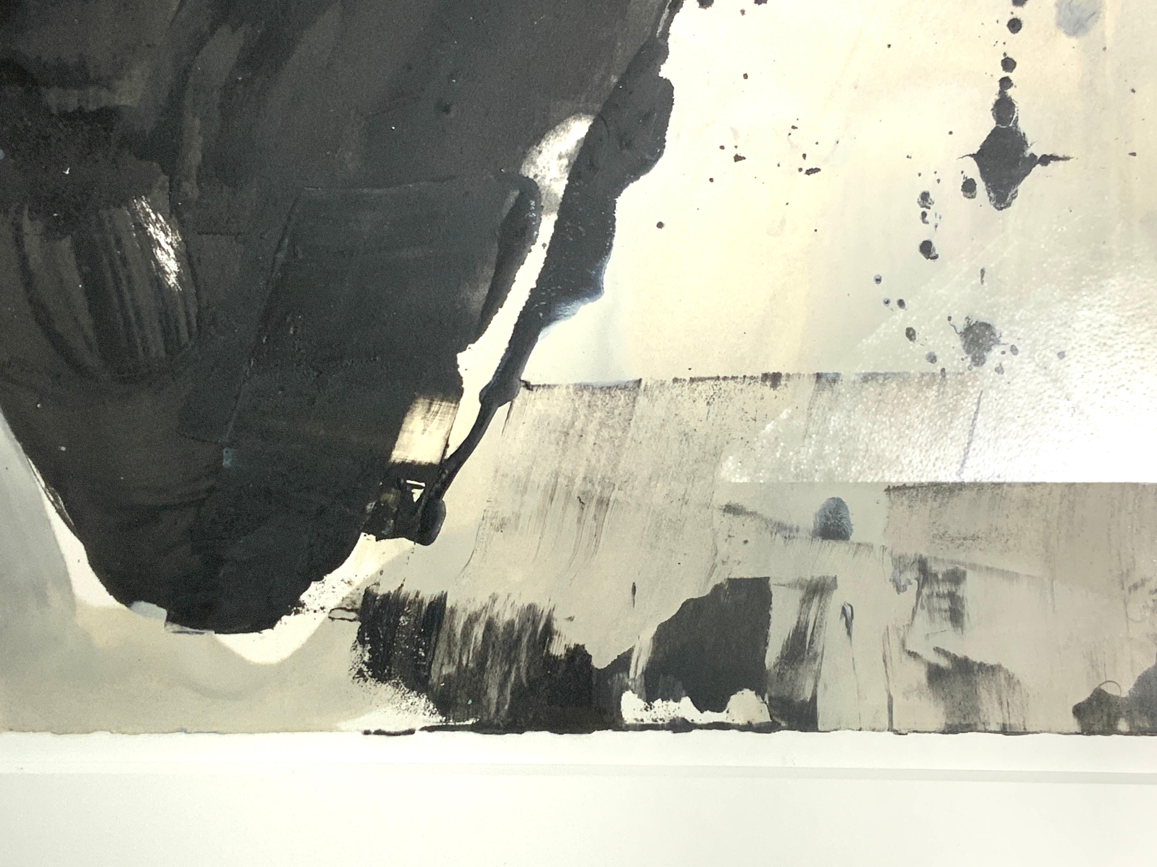 Postmoderne Gary Komarin Sans titre Vaisseau noir sur gris, acrylique sur papier, 2000 en vente