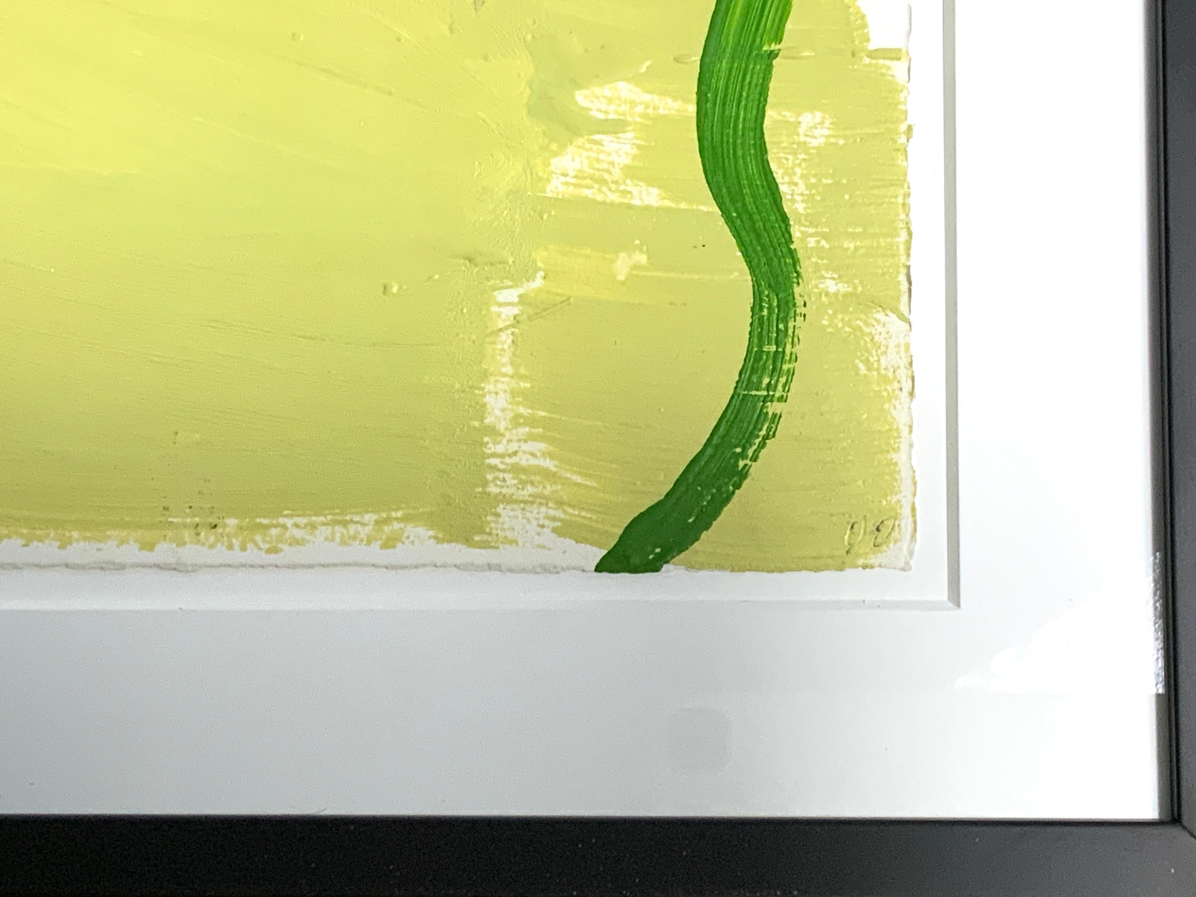 Gary Komarin Untitled Green Vessel on Yellow Green, acrylique sur papier, 2000 Excellent état - En vente à Hampstead, QC