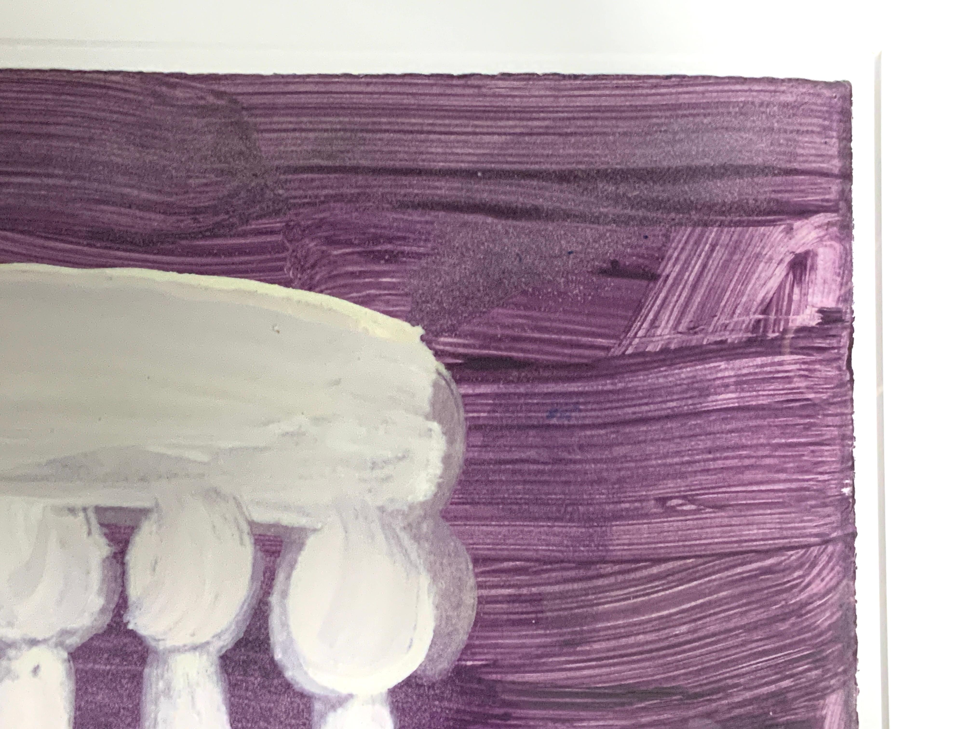 Post-Modern Gary Komarin “White Cake on Purple”, acrylic on paper, 1997 For Sale