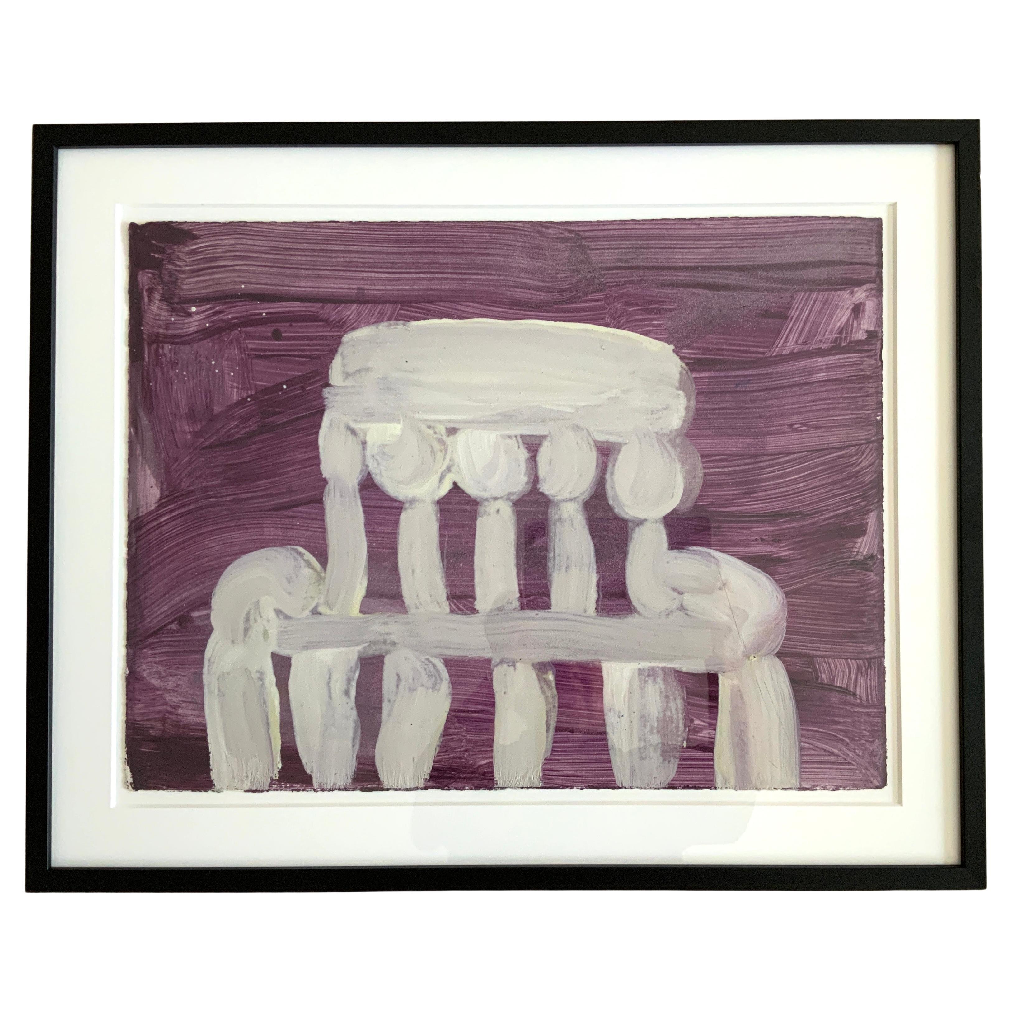Gary Komarin “White Cake on Purple”, acrylic on paper, 1997 For Sale