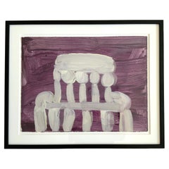 Vintage Gary Komarin “White Cake on Purple”, acrylic on paper, 1997