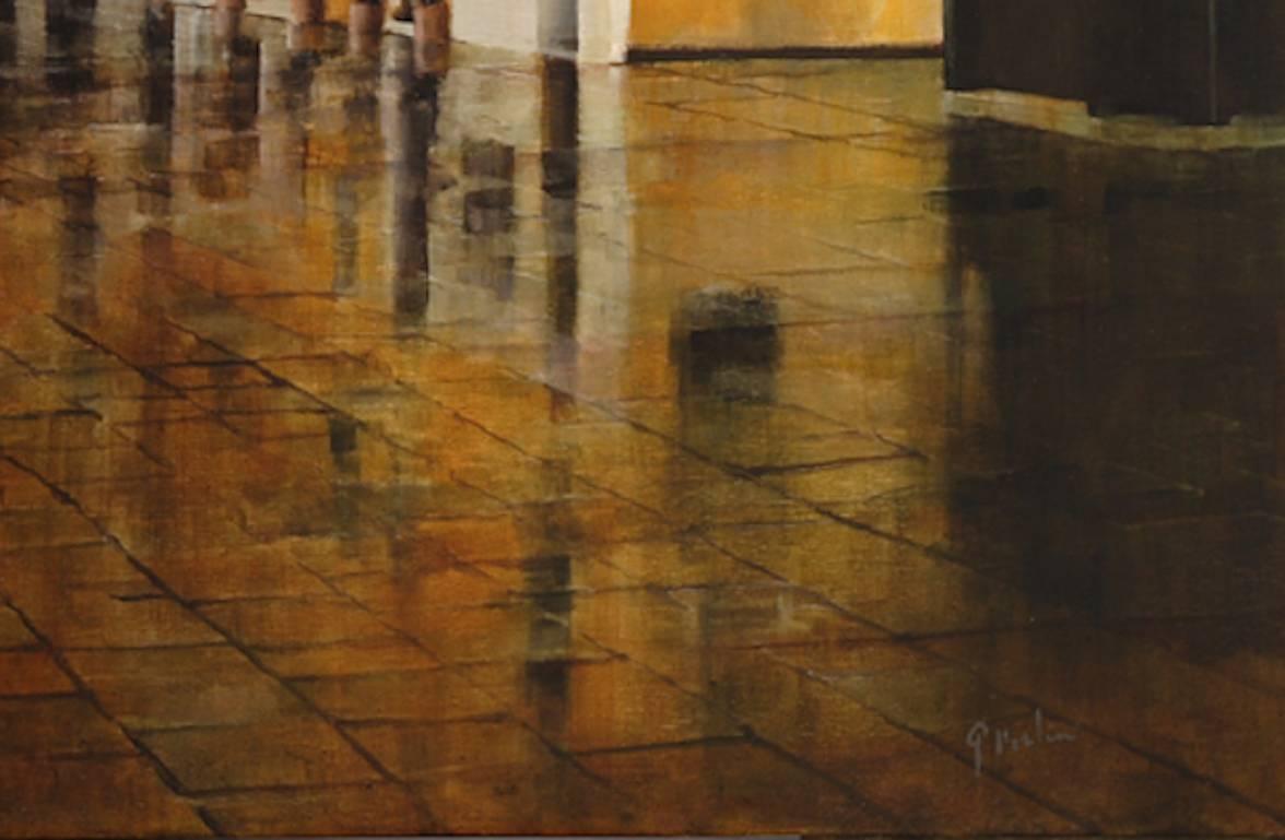 Venetian Rain, Oil Cityscape Painting For Sale 1