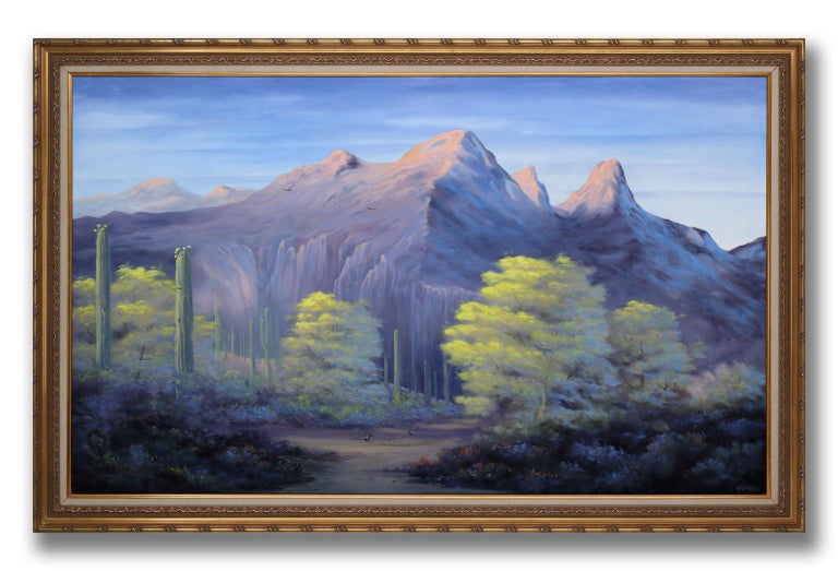 Large 5+-Foot Landscape Oil Painting on Canvas by Gary Kremen, Framed For Sale 1