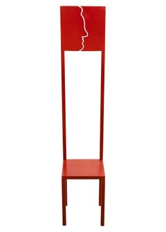 Gary Kulak Small Red Painted Bronze Decorative Fine Art Chair 1987 Vintage Decor