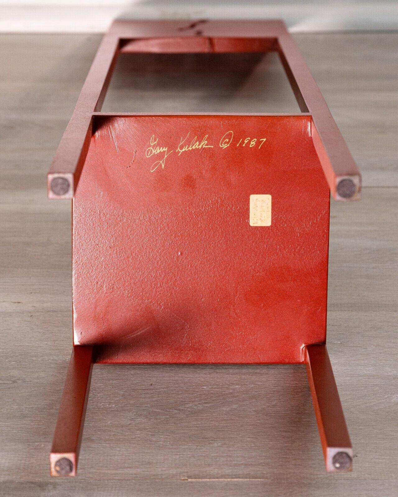 Gary Kulak Small Red Painted Bronze Decorative Fine Art Chair 1987 Vintage Decor For Sale 1