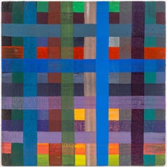 Gary Lang Signed Original Acrylic Plaid Painting Contemporary Art
