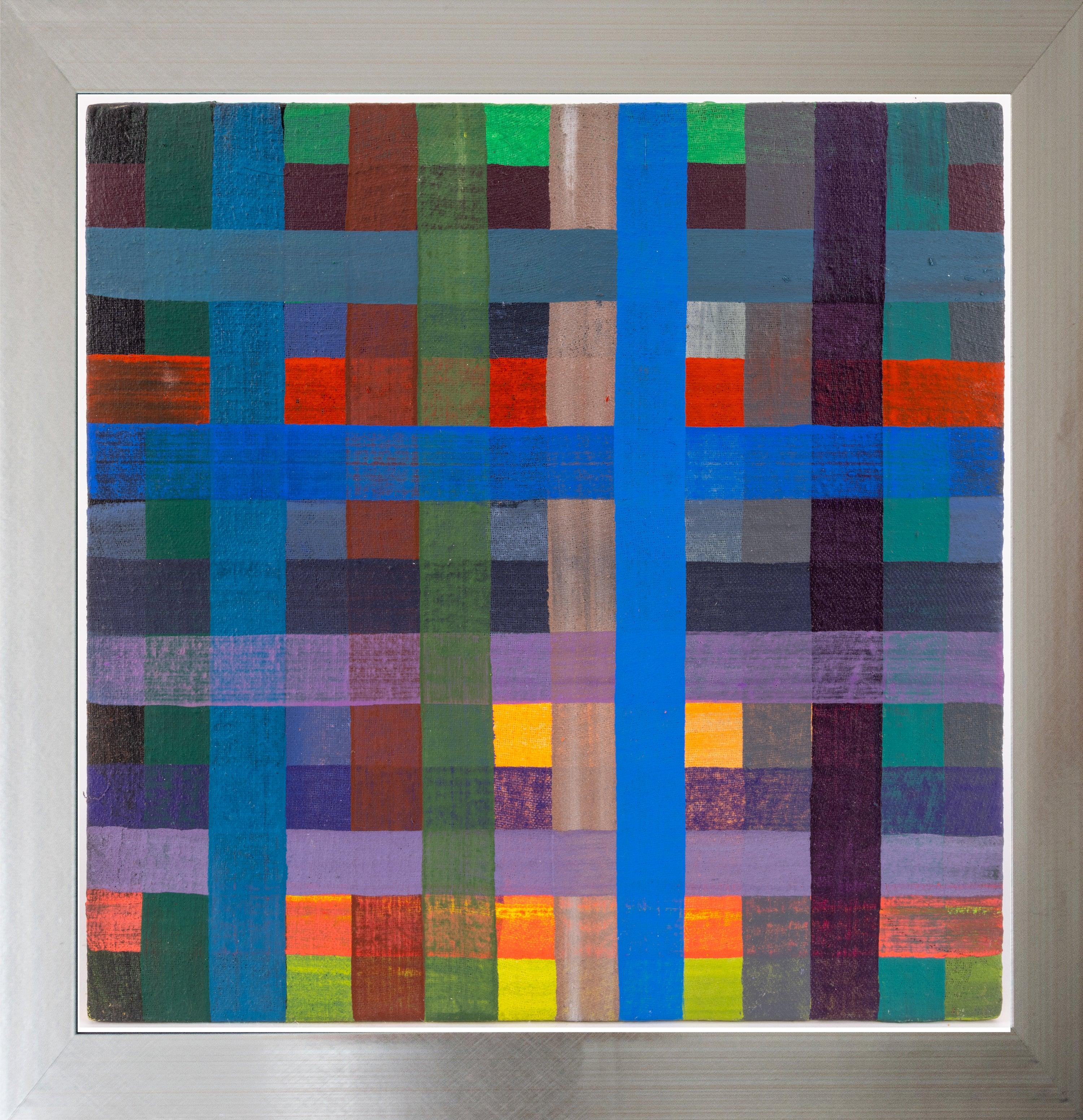 Artist: Gary Lang
Title: Plaid Painting
Medium: Acrylic on Canvas Applied to Board
Image Size: 11" x 11"
Edition: Original
Years: 1989
Inscription: Signed on back along with gallery label from Annina Nosei Gallery, NY

Renowned American artist Gary