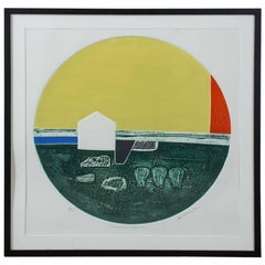 Vintage Gary Lee Shaffer Collograph on Paper, Entitled "Summer House"