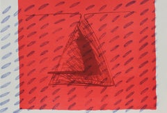 1990s Abstract Triangle Lithograph and Monoprint