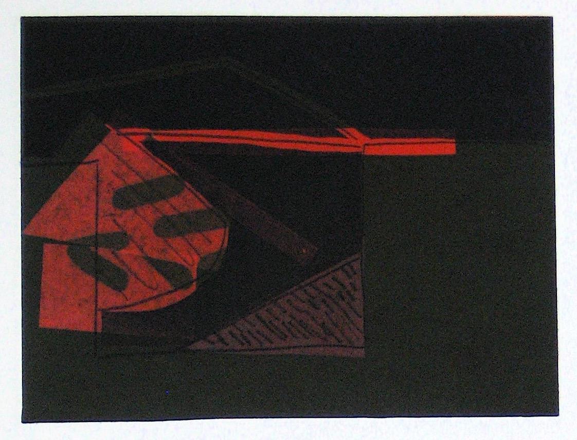 Abstracted Duel Image 1989 Red and Black Litho & Chine Colle - Expressionist Print by Gary Lee Shaffer