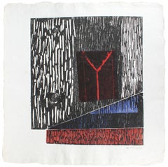 Large Abstract Collograph Print on Handmade Paper, 1989