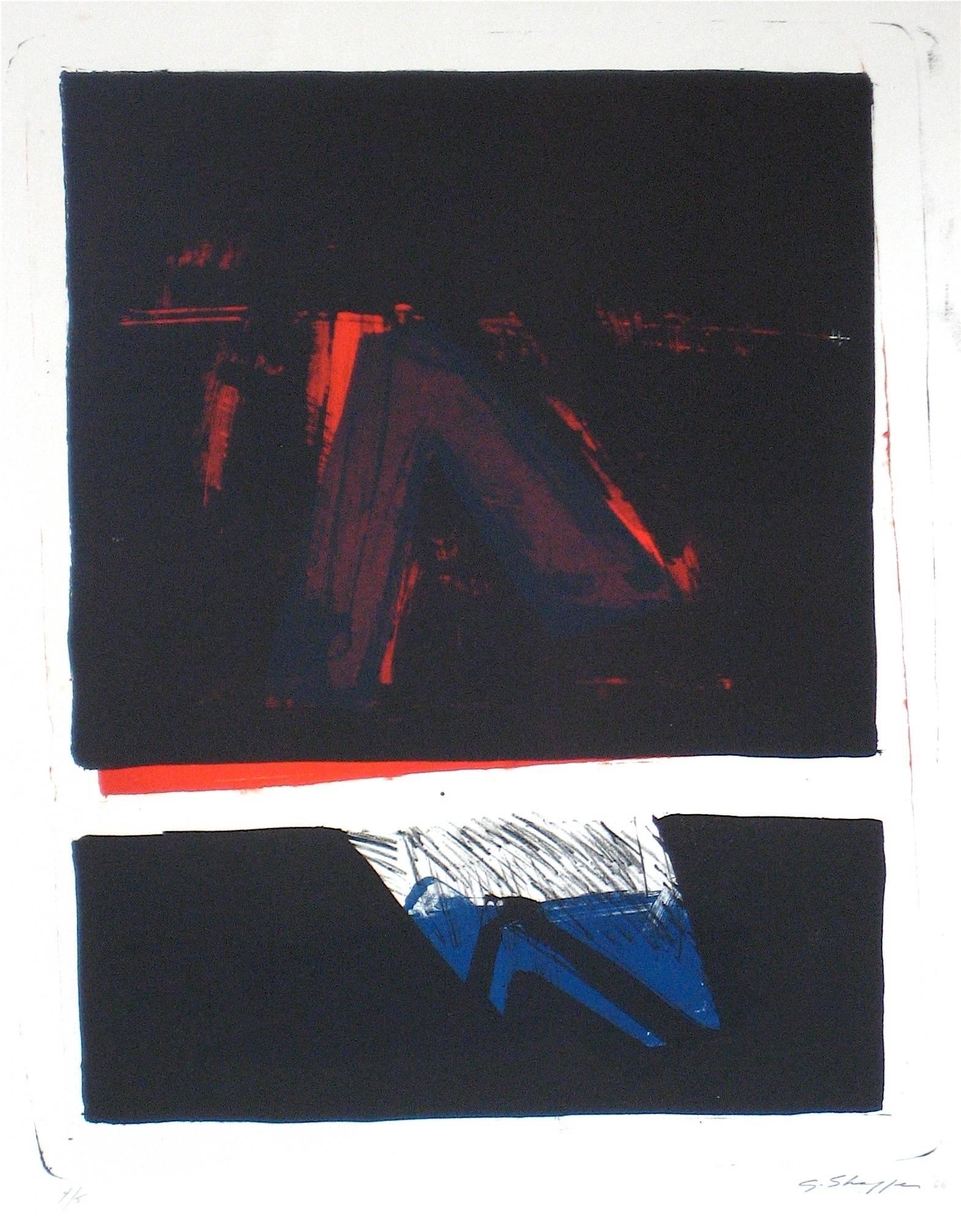 Large Abstract Expressionist Print, Stone Lithograph, 1966