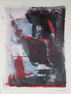 Red Black and Blue Abstract 1961 Lithograph