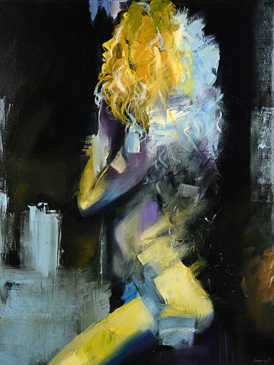 Gary Leonard Nude Painting - Abstract Attitude, Oil Painting