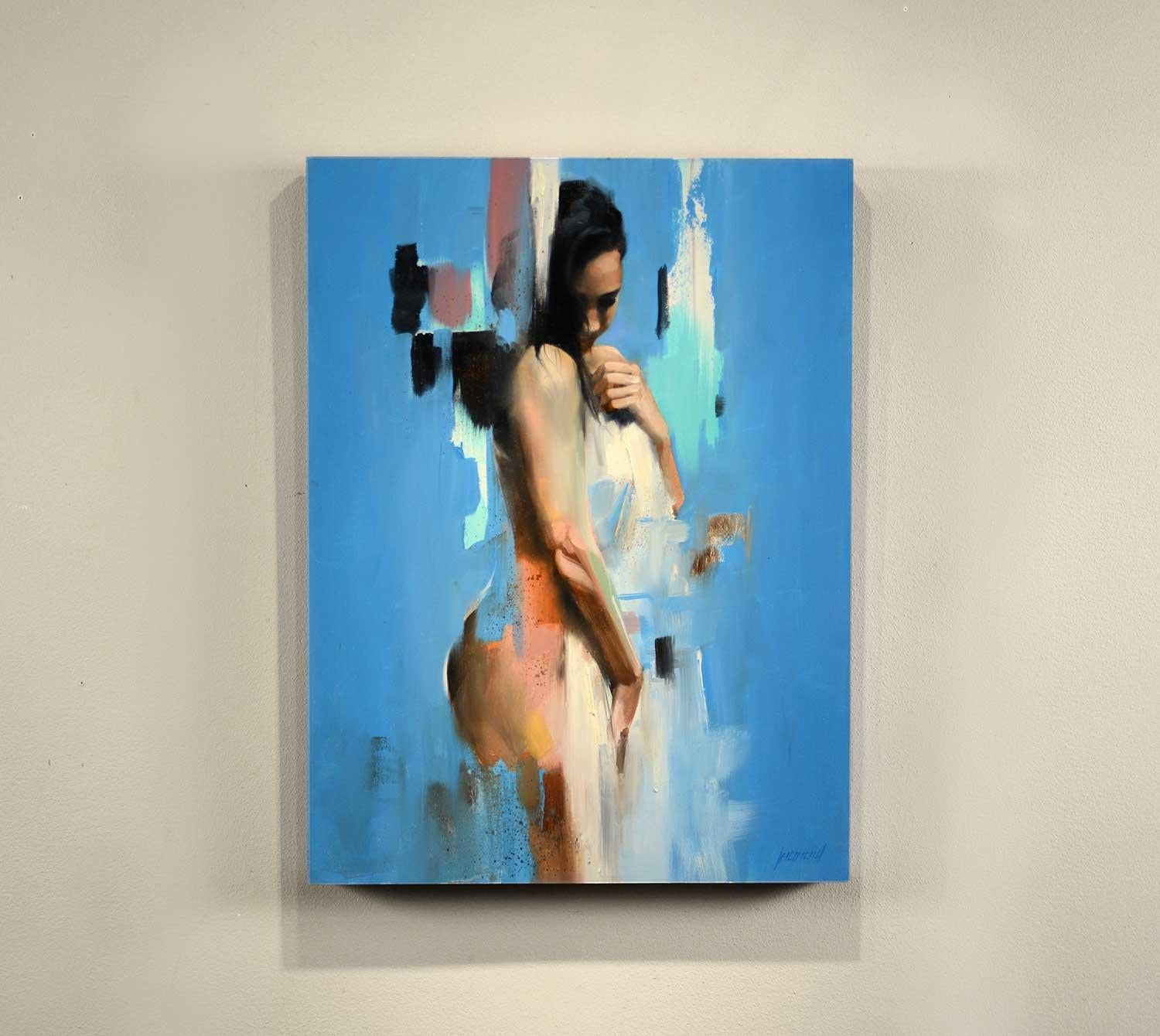 Peinture à l'huile abstraite - Émeraude bleue - Abstrait Painting par Gary Leonard