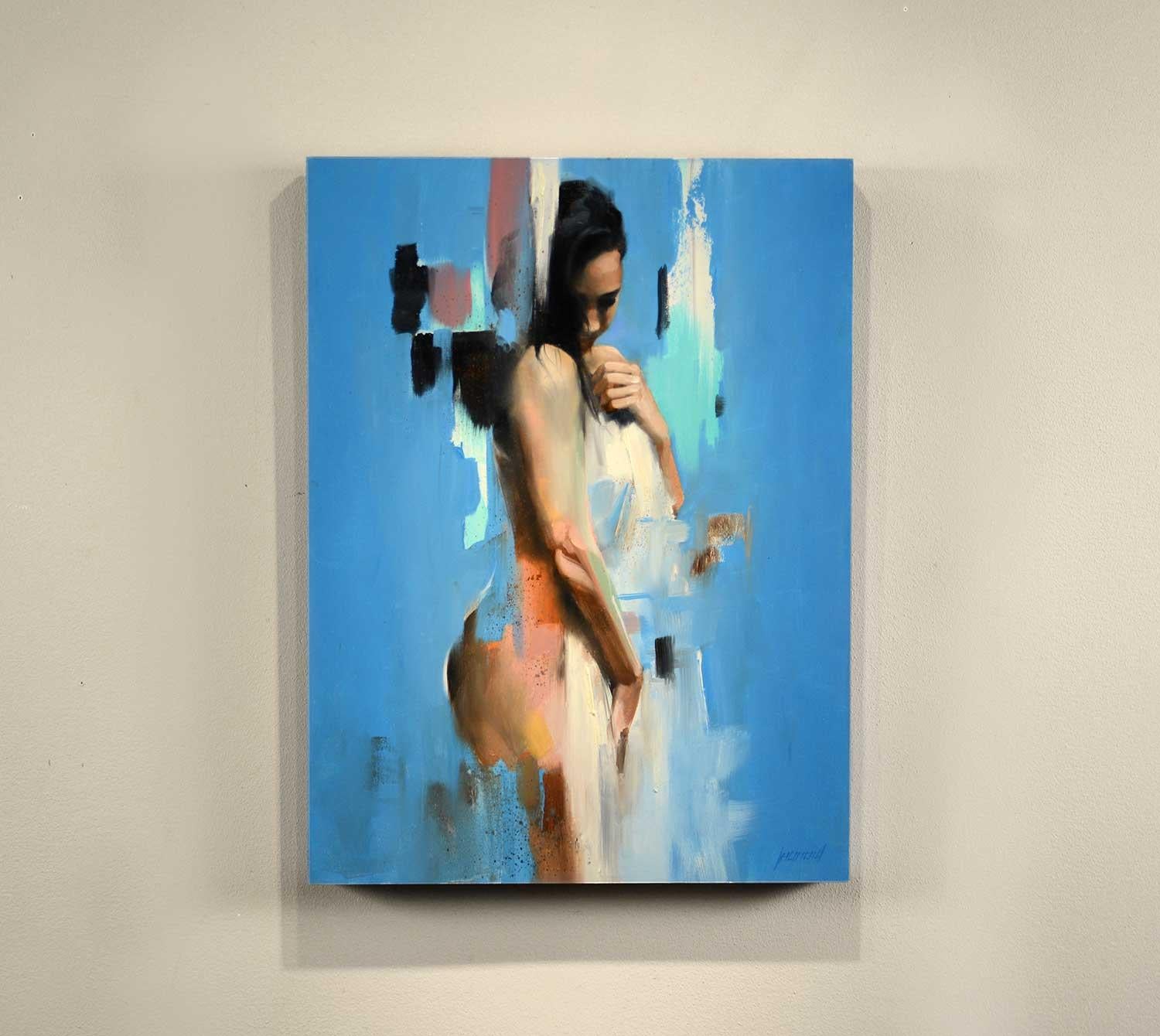 Il blu emerge, pittura ad olio astratta - Painting Astratto di Gary Leonard