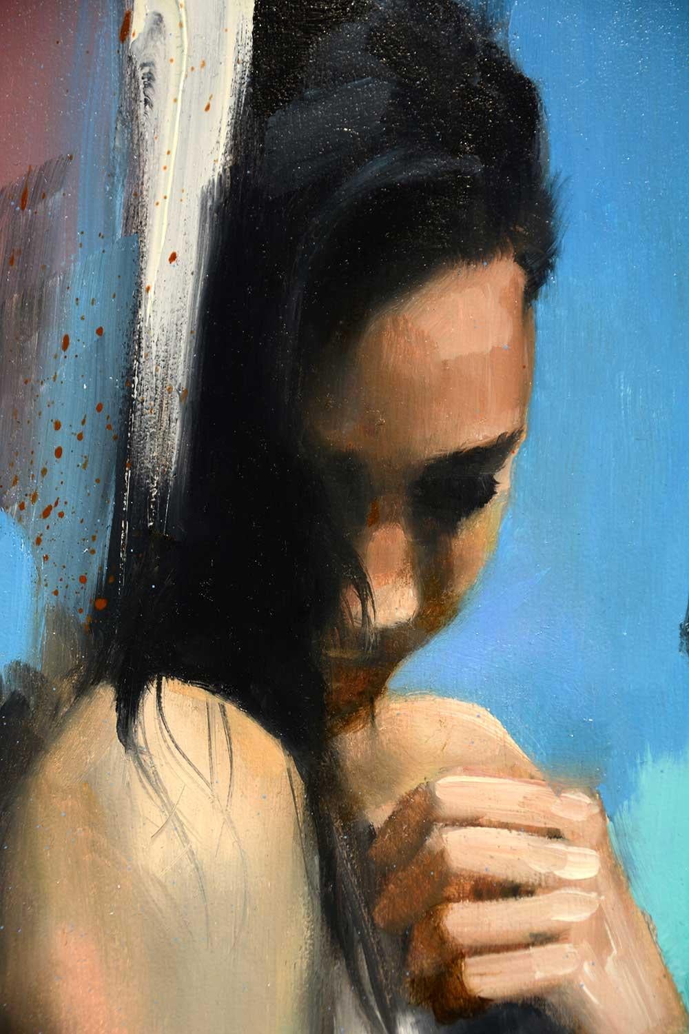 Il blu emerge, pittura ad olio astratta - Abstract Painting Blu di Gary Leonard