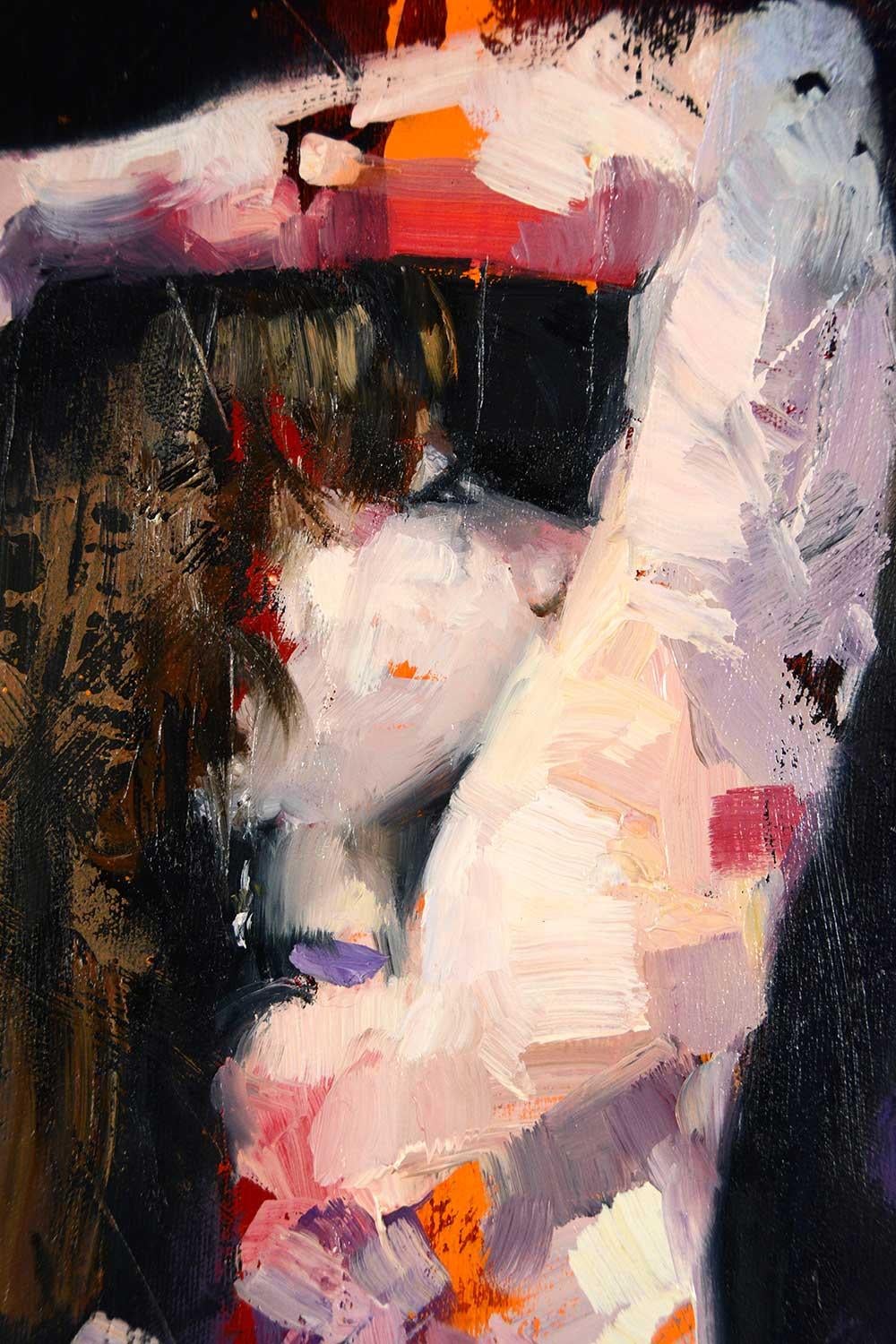 Esistenza immersiva, Pittura a olio - Figurative Painting Nero di Gary Leonard