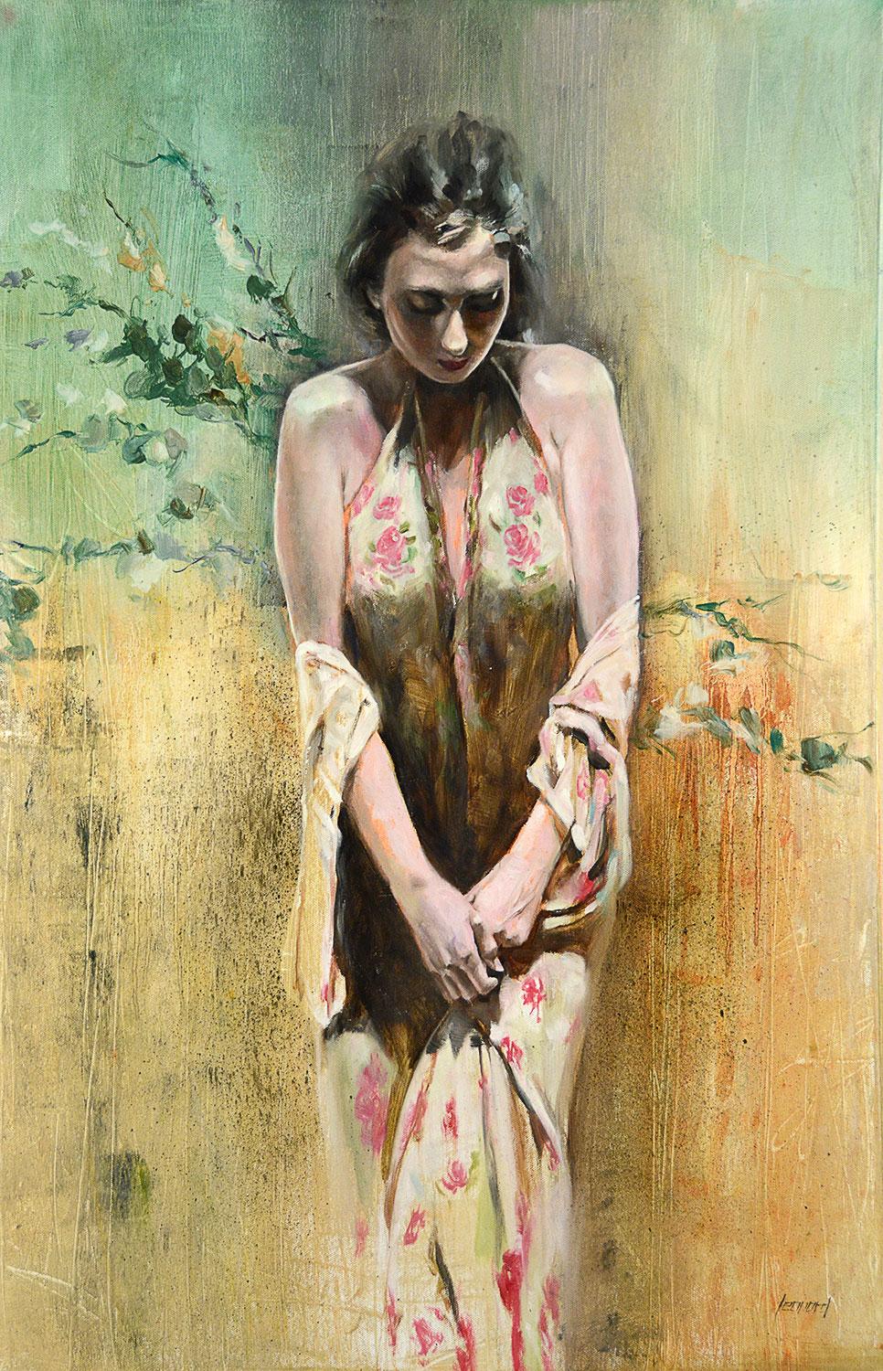 Figurative Painting di Gary Leonard - Nella calma, Pittura a olio