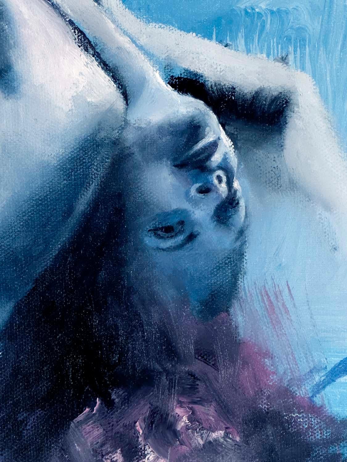 Ola de arrebato, Pintura al óleo - Portrait Painting Azul de Gary Leonard