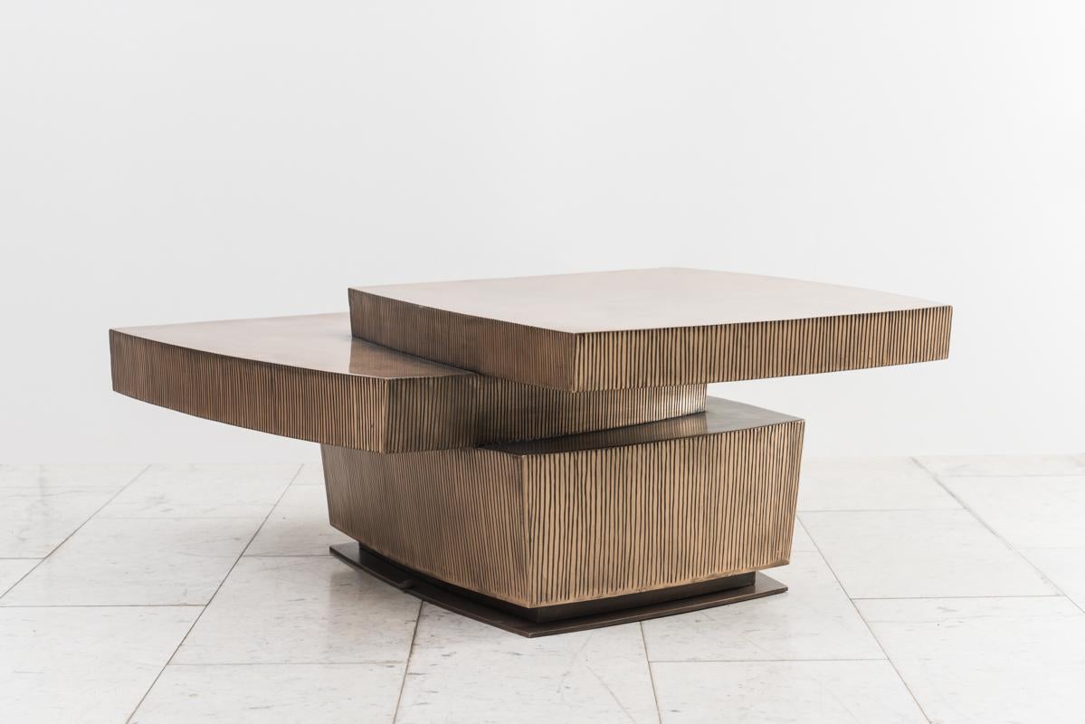 Gary Magakis, Stacked Bronze Low Table, USA In New Condition For Sale In New York, NY