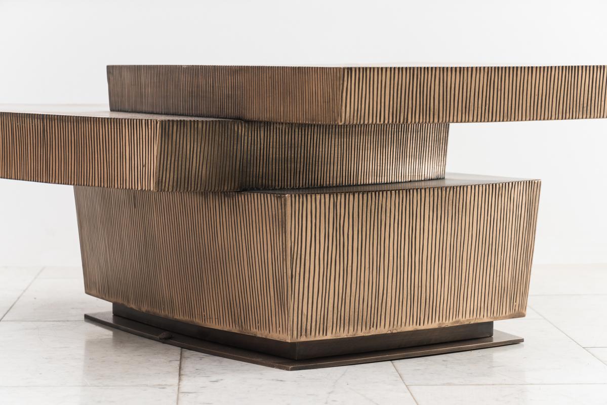 Contemporary Gary Magakis, Stacked Bronze Low Table, USA For Sale