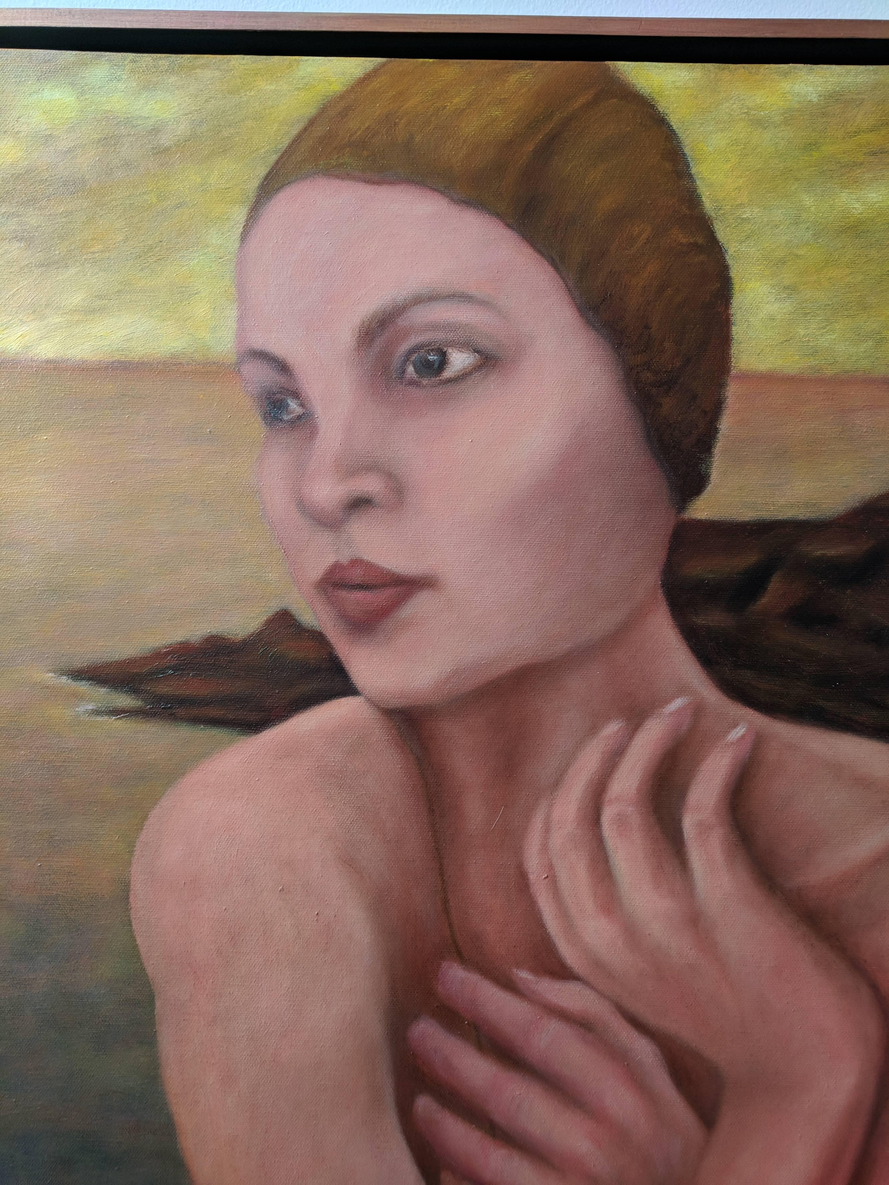 Oil on canvas Portrait -- Ancient Bather - Painting by Gary Masline