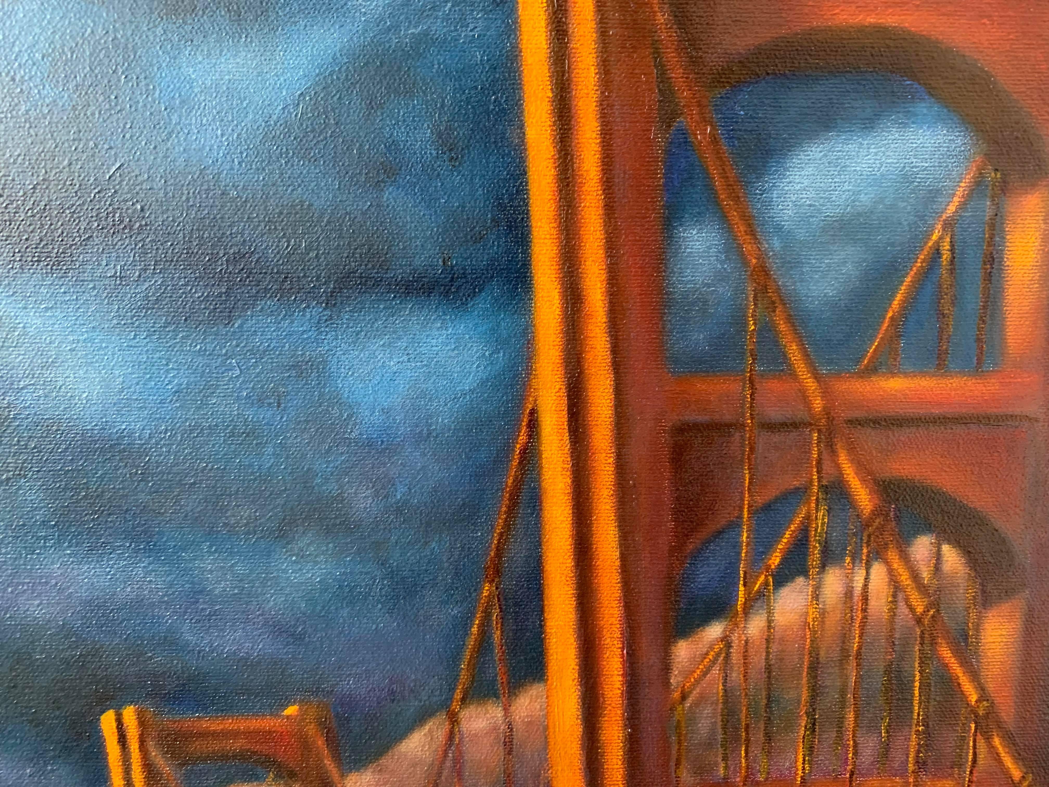Pintura al óleo sobre lienzo Paisaje -- Dreambridge - Figurative Painting Gris de Gary Masline