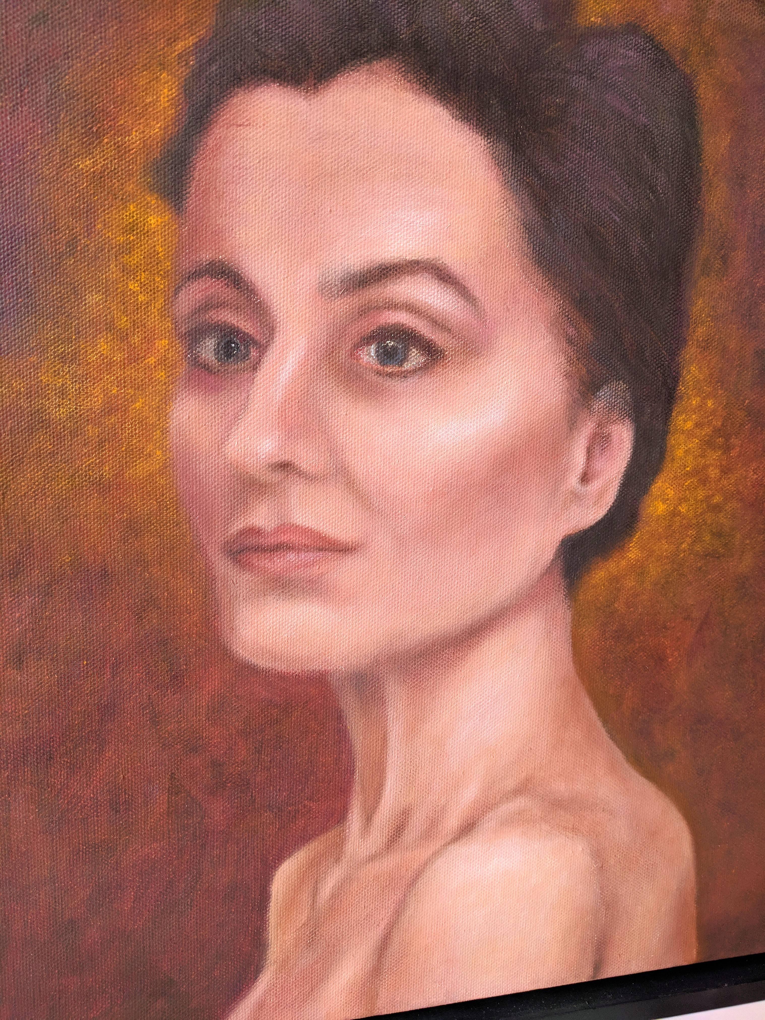 Oil on Canvas Portrait  -- In Barcelona - Painting by Gary Masline