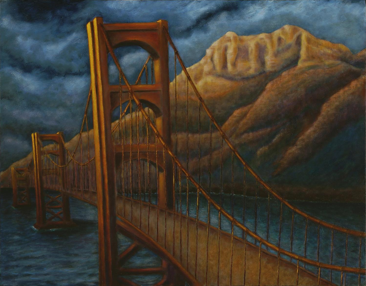 Pintura al óleo sobre lienzo Paisaje -- Dreambridge - Painting de Gary Masline