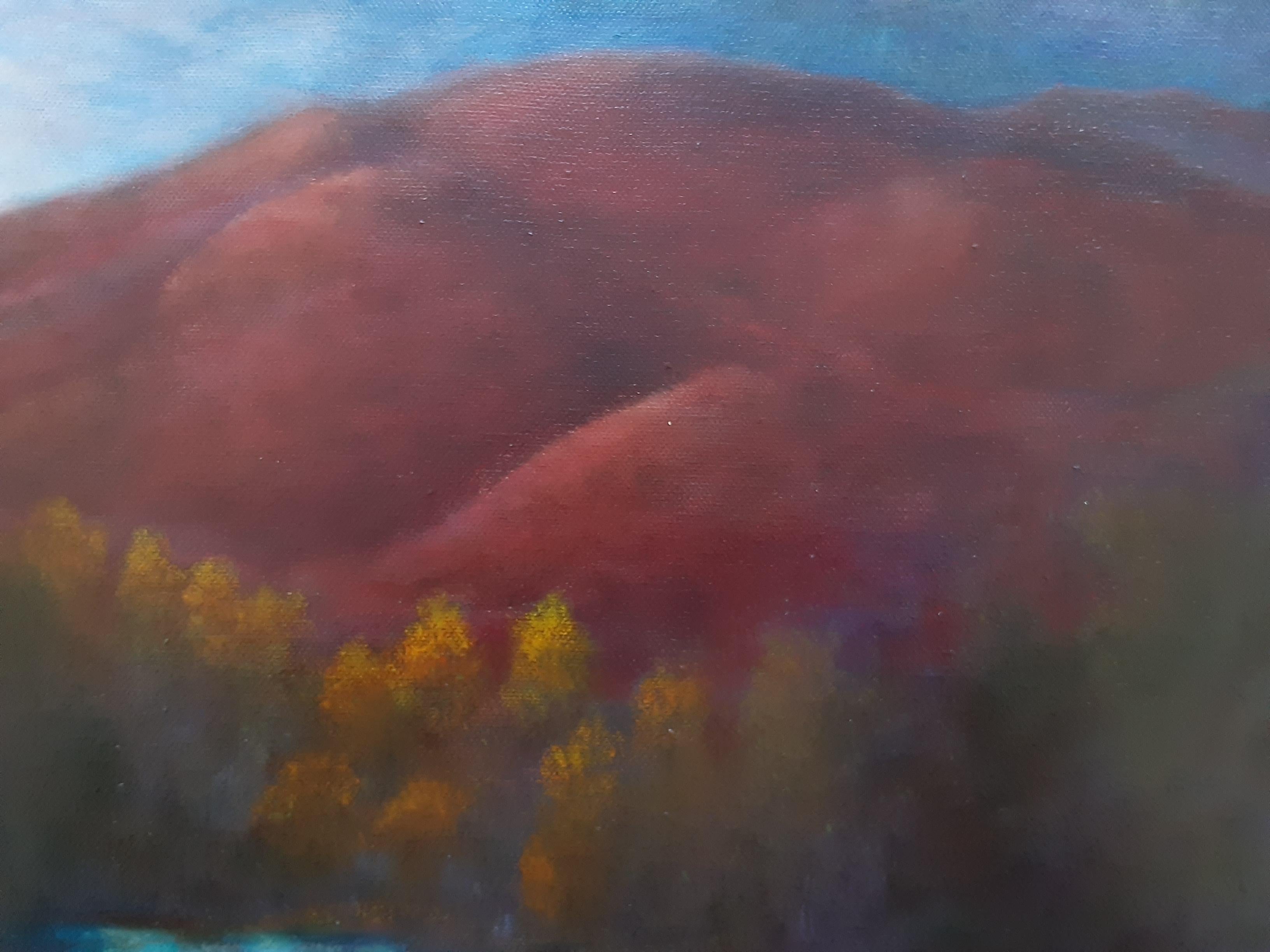 Oil on Canvas Painting-- Red Mountain Dawn For Sale 1